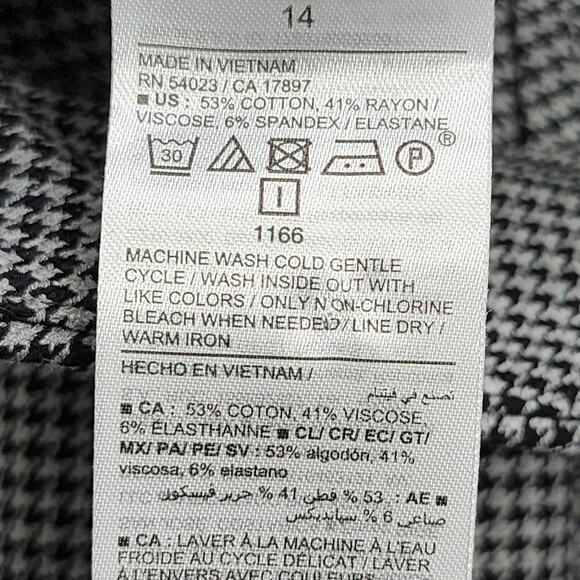 Old Navy Pants Womens 14 Black Gray Houndstooth High Rise Pixie Skinny Stretch - Picture 6 of 12